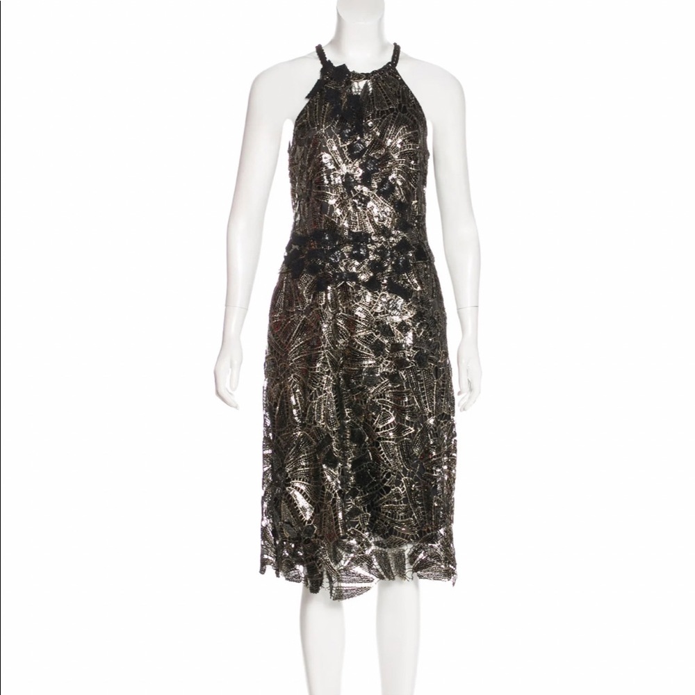Kobi Halperin Gold Black 4 Lula Dress Sequin NWT